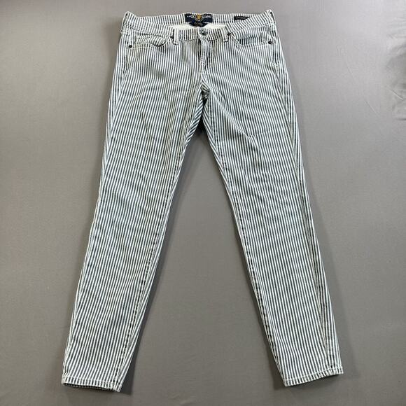 Lucky Brand Jeans Vintage Charlie White/Blue Stripe Size 8/29 Low Waist - Picture 1 of 9